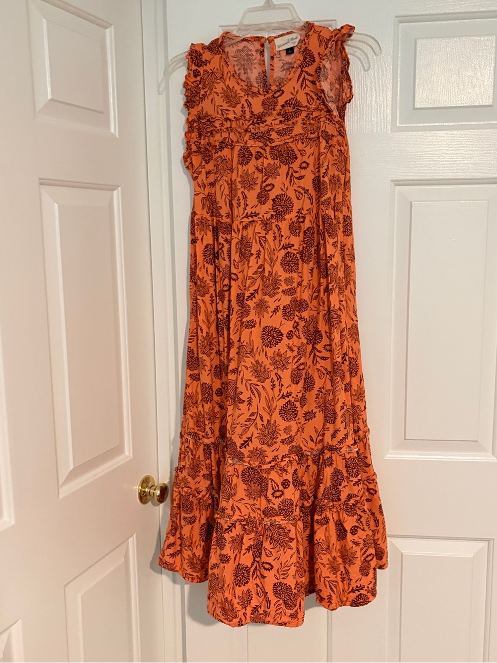 Universal Thread Orange Floral Midi Dress - Women's Summer Dress Size S